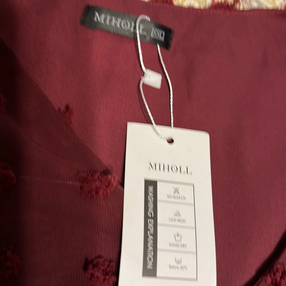NWT XXL MIHOLL Women's V Neck Short Sleeve Ruffle Loose Summer Flowy Mini Dress - Picture 5 of 13